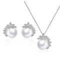 Fashion Fine Jewelry Wedding Brass Material Luxury High Quality Zircone Pearl Necklace Set for Bride