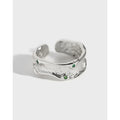 Luxury Green Zircon Stone 18K Gold Plated S925 Sterling Silver Fashion Adjustable Ring for Women JB053