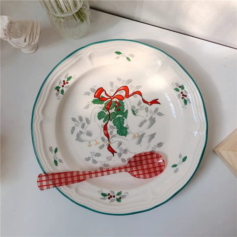 Home Decoration Antique Bone China Side Personalized Christmas Ceramic Plates