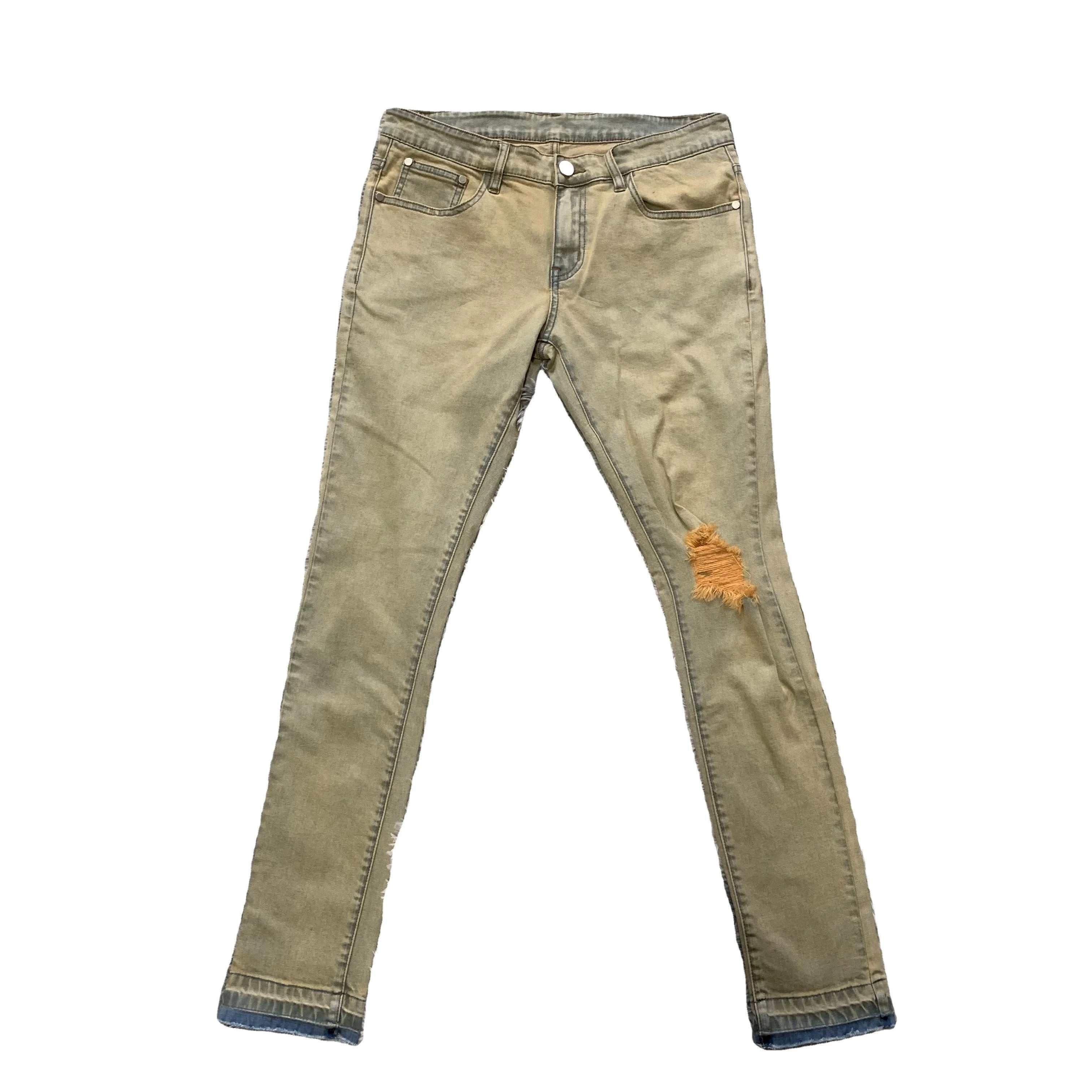 DENIMGUYS American Street Style Men's Distressing Ripped Denim Pants Jeans Straight Stacked Y2k Vintage Washed Distressed Jeans