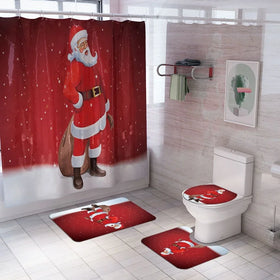 Merry Christmas Shower Curtain Sets for Christmas DecorationWinter Holiday Festival New Year Shower Curtain