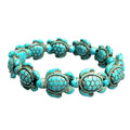 Beaded Natural Stone Tortoise Bracelet Sea Turtle Charm Tiger Eye Turquoise Lava Women Mens Beads Elastic Bracelets