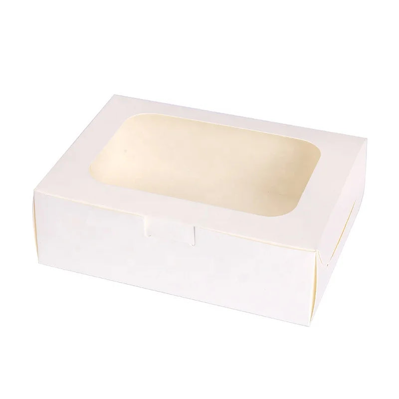 Dessert Cake Packaging Pastry Box With Window White Cake Box Muffin Cake Box