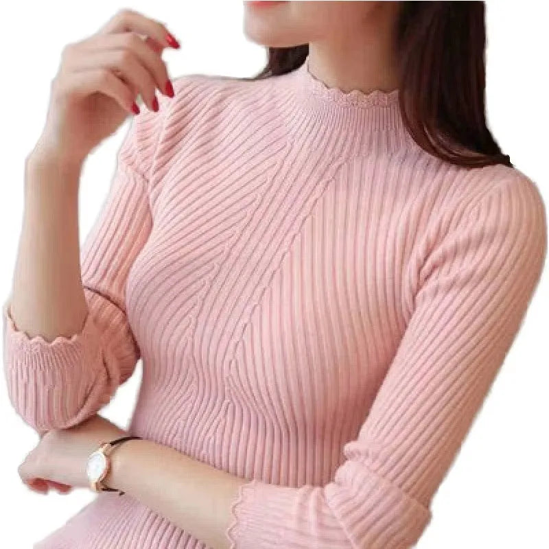 Spring Summer Semi-turtleneck Mid-sleeve T-shirt Sweater Casual Sweater Women's Base Shirt Top