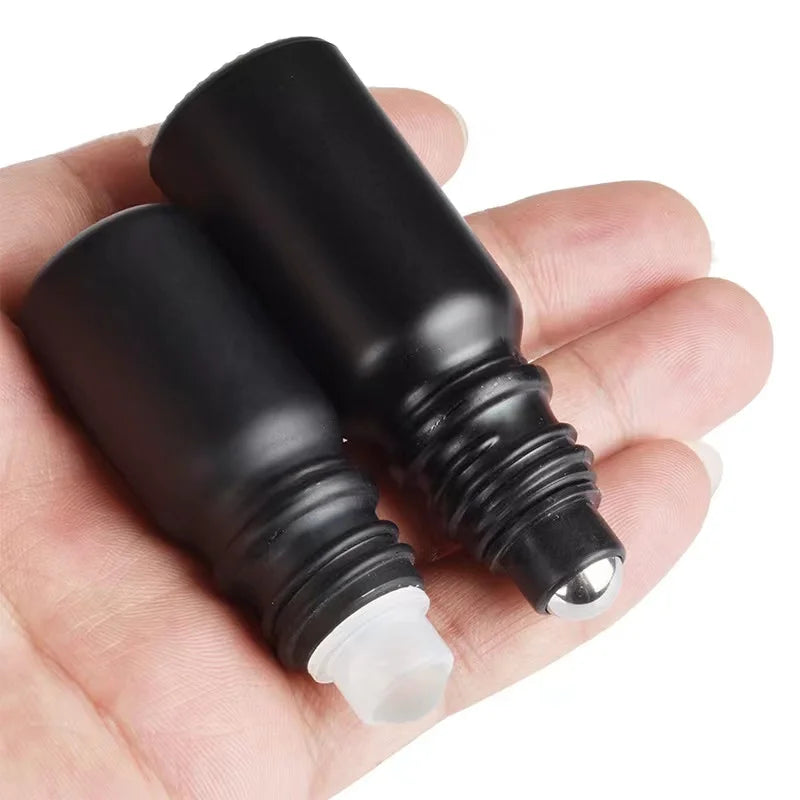 Wholesale Roll on Perfume Bottles 5ml/10ml/15ml/20ml/30ml/50ml/100ml Roll on Matte Black Glass Bottle