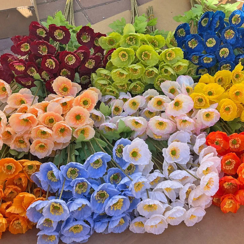 4PCS Realistic Artificial Poppy Flowers Silk Fake Flowers for Home Decor Wedding Centerpiece Table Arrangement