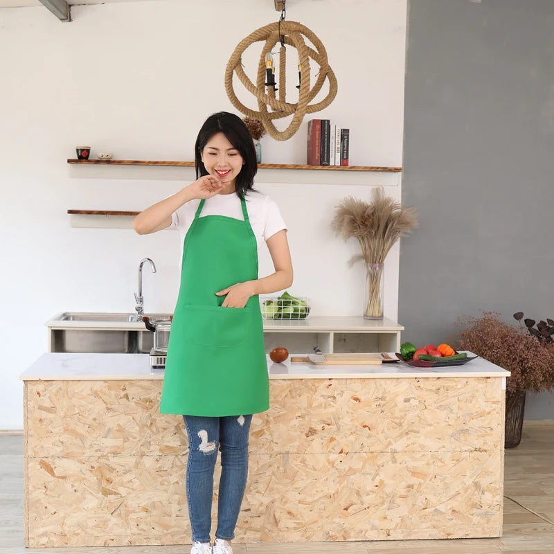 Custom Logo Breathable Polyester Kitchen Cleaning Function Home Chef Baking Clothes Adult Kitchen Cleaning Apron with Pockets