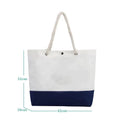 Spot Patchwork Rope Hand-Held Beach Bag Reusable Cotton Canvas Shopping Bag Gift Horizontal