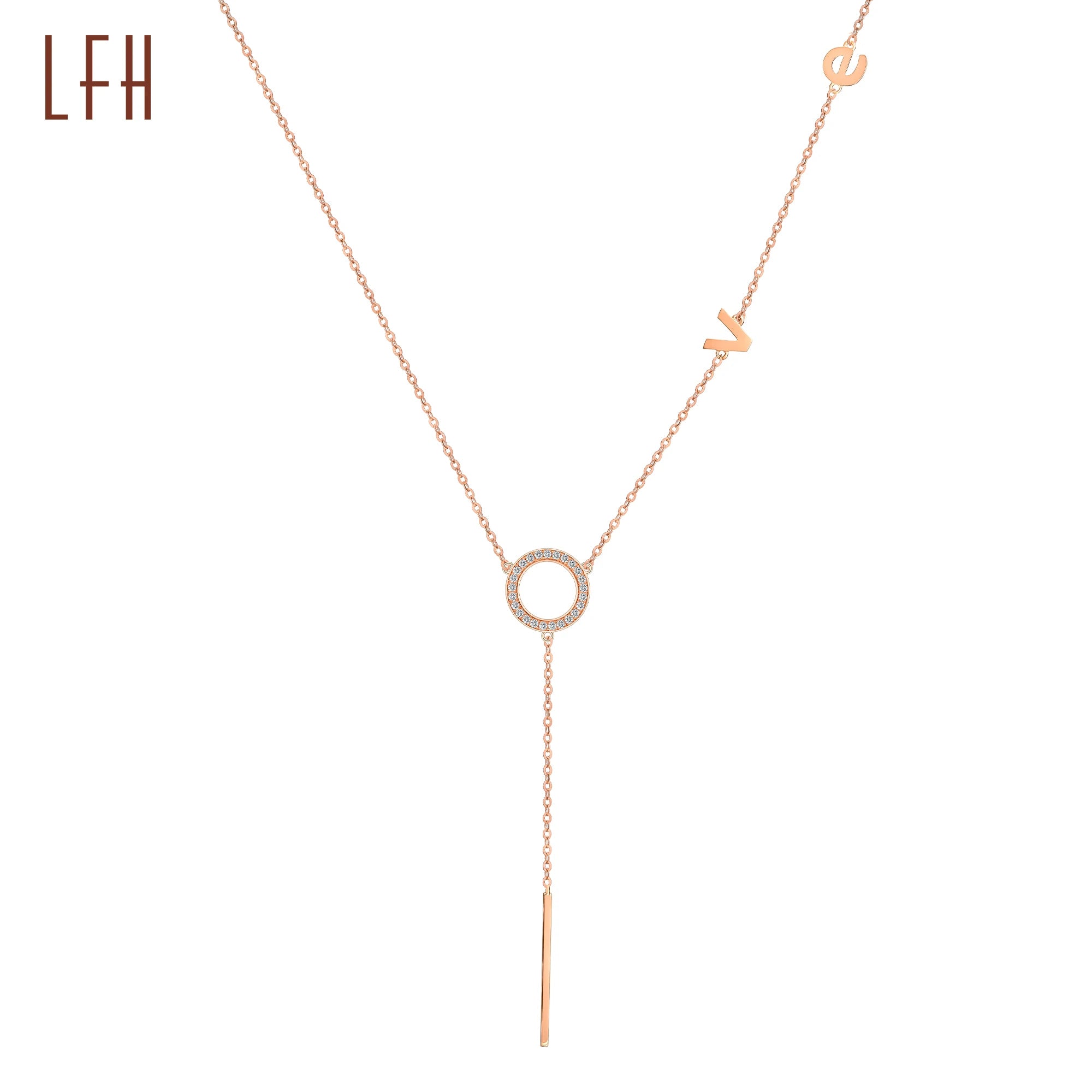 Wholesale Custom Romantic Fashion Jewelry 18k Real Rose Gold  Love Letter Chain Charmsreal  Real Gold Jewelri