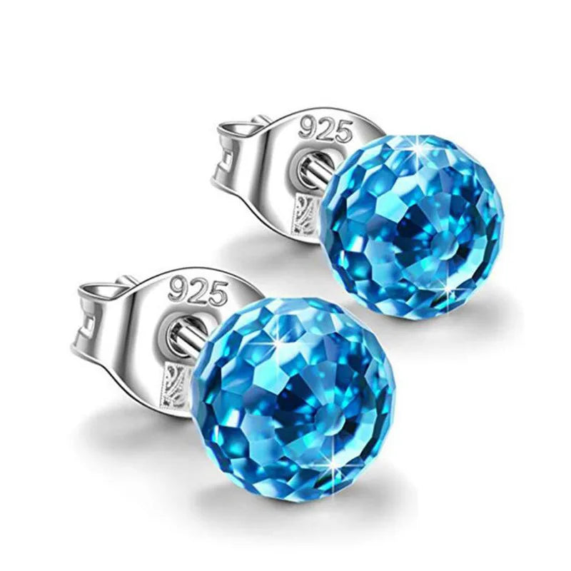 SC New Style Colorful Crystal Earrings Funny Crystal Stud Earring Beautiful Pure S925 Sliver Stud Earring for Woman Sales