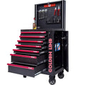 Goldenline 7-Drawer Red Rolling Tool Cabinet Bluetooth Speaker Auto-Lifting Back Board Powder Coated Steel Workshops OEM