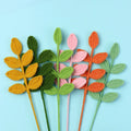 High Click Creative Multi Color Crochet 5 or 7 Leaves Branch Wholesale Artificial Woolen Knitted Leaf Daily Ornament for Gifts