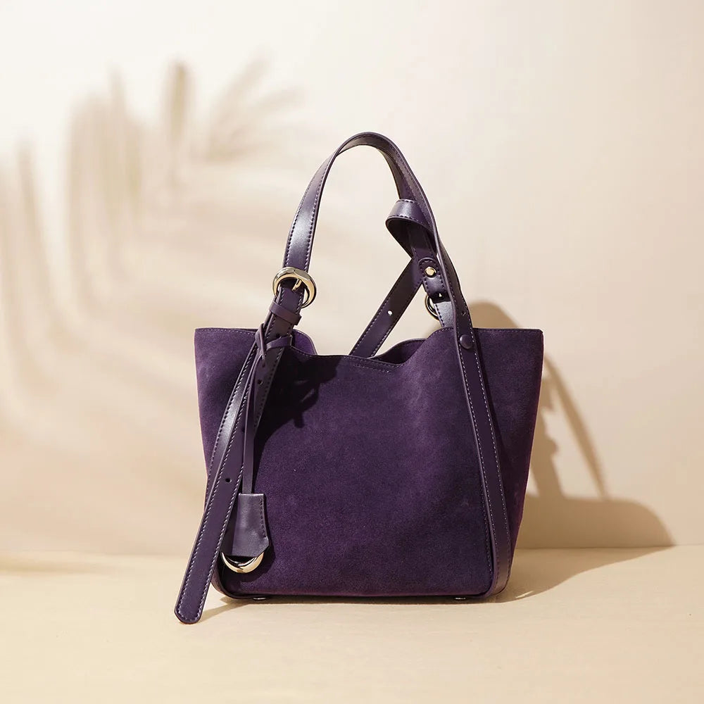 Hot Sale New Frosted Cowhide Handbag for Women Autumn and Winter Simple Fashion Soft Suede Genuine Leather Ladies Bag