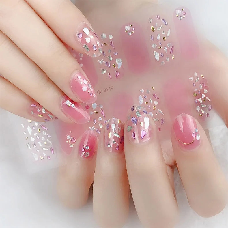 Factory Direct Wholesale Nail Supplies 3D Gold Stamping Laser Floral Metallic Gloss Gel Nail Sticker