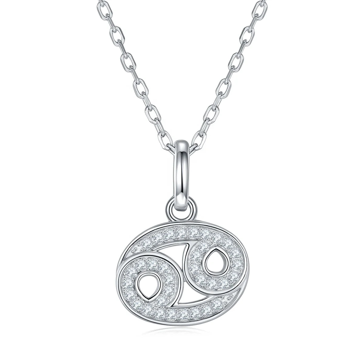 Factory Price 925 Silver Jewelry Cancer Zodiac Sign Sterling Silver 925 Moissanite Pendant Zodiac Necklace