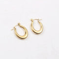 Ins Style Fashion Women Romantic Jewelry Chunky 18K Gold Plated Stainless Steel Hoop Earrings