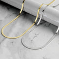 Women's Trendy Style 925 Sterling Silver 1.8 mm Gold Rhodium Choker Necklace Herringbone Flat Snake Bond Chain Fine Jewelry