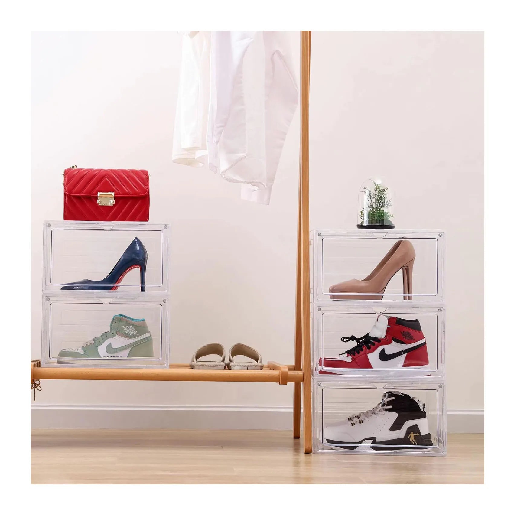 Foldable Eco-Friendly PP Plastic Rectangle Shoe Box with Space-Saving Design for Household Use
