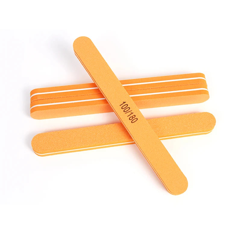 7 Inch Orange Sponge Nail File Washable Private Label Sponge Nail Buffer Files 100/180