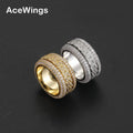 R047   Brass 12mm  Rotatable  Prong Setting CZ  Ring  Cubic Zircon Iced Out RING Hip Hop Cubic Zirconia Rings Jewelry