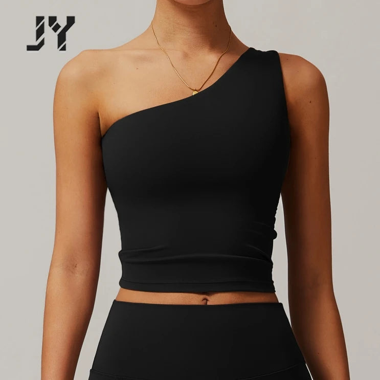 Joyyoung Wholesale One-shoulder Waist Yoga Vest Quick-drying Sports Shaping Underwear Running Fitness Yoga Vest for Women
