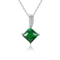 925 Sterling Silver Exquisite Tiny Square Emerald Pendant Necklace Fine Pendant Necklaces