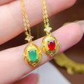 Hot Popular Saudi 925 Sterling Silver Natural Ruby and Emerald Best Friend Customized Necklace for Women