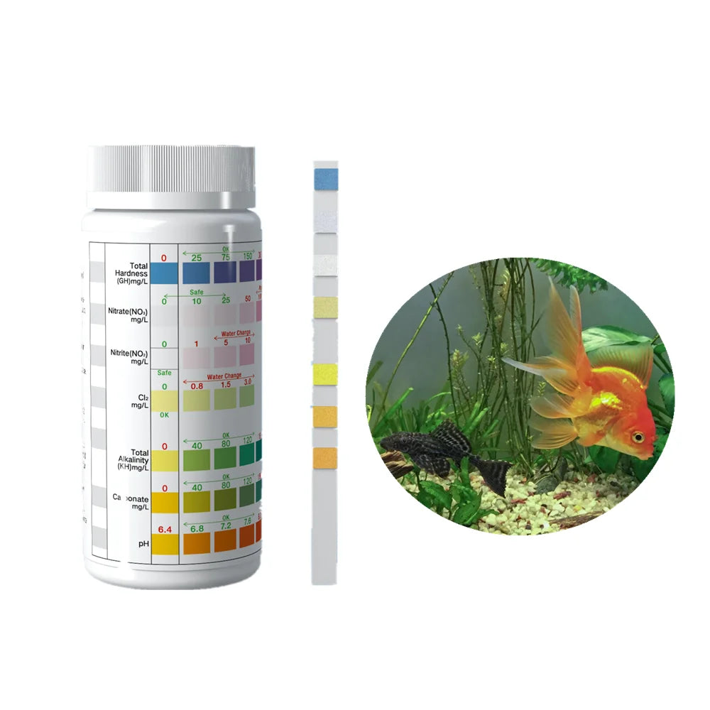 7in1 Aquarium Water Test Strips 100strips Per Bottle Easy Read GHNitrateNitriteChlorineKHpH