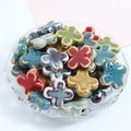 Retro 22*7.5mm Colorful Ceramic Clay Beads Handmade Irregular Clover Shape Loose Bead Charm for DIY Bracelet Jewelry Accessories