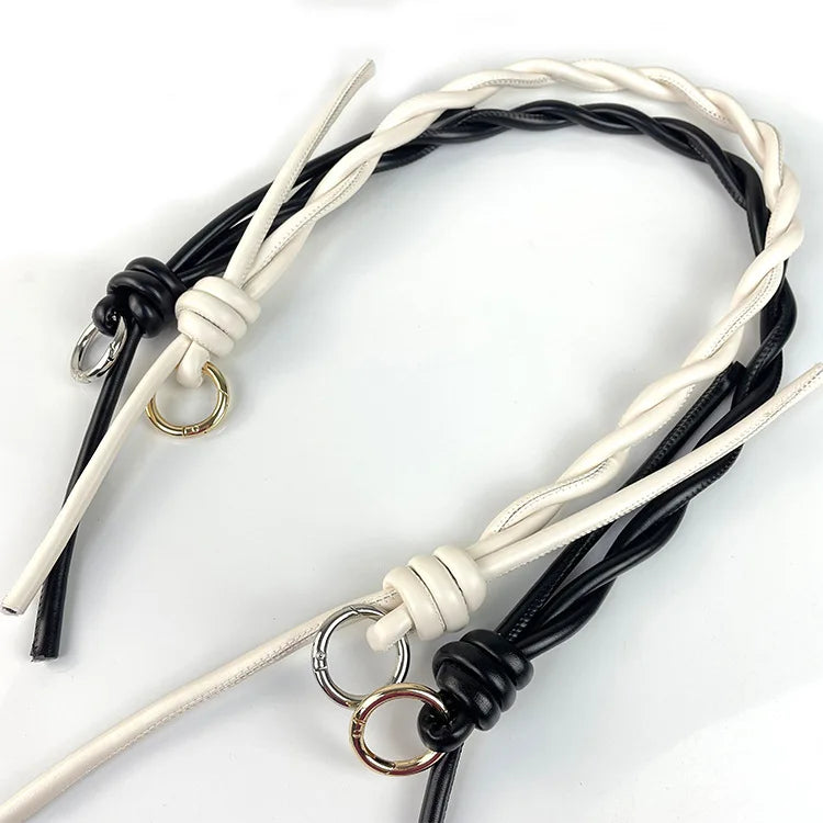 Deepeel MHD107 72cm Bags Accessories Hand-woven PU Belt Rope Single Shoulder Bag Straps Alloy Buckle Handbag Leather Handles