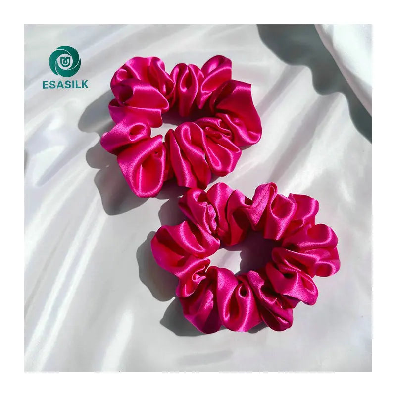 100% Mulberry Small Silk Scrunchies Hair Ties 16 19 22 25 30momme Elastic Band Skinny Red Silk Tie