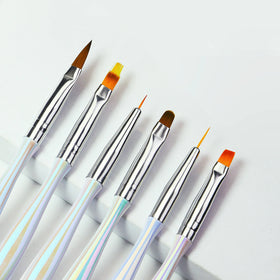 Custom Logo Aurora Color Round Carving Ombre Liner Nail Art Pain Brush