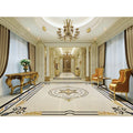 Custom Modern Design Natural White Marble Waterjet Medallion Polished 4mm Thickness Indoor Floor Tile with Pattern Interior Wall