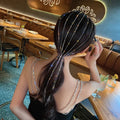 Luxury Princess Hair Accessory Shining Crystal Ponytail Hair Chain Wig Extension Rhinestone Diamond Tassel Hair Band Chain