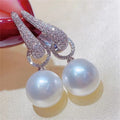 CAOSHI High Quality Cubic Zirconia Silver Plated Women Dangle Jewelry Elegant Big Freshwater Fresh Water Pearl Drop Earrings