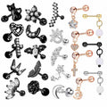 Wholesales Black Cartialge Tragus Earrings Stainless Steel Hot Sales Body Piercings Helix Barbell Conch Daith Earrings Stud Mix