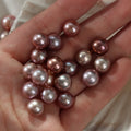 9-10mm Freshwater Round Natural Pearl Pendant with Holes and Half Holes Metallic Edison Pearl Pendant Loose Pearls Type