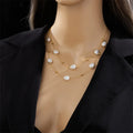 Multilayer Stainless Steel Baroque Pearl Necklace Vintage Pearl Collarbone Necklace Jewelry Collarbone Chain Pearl Collar
