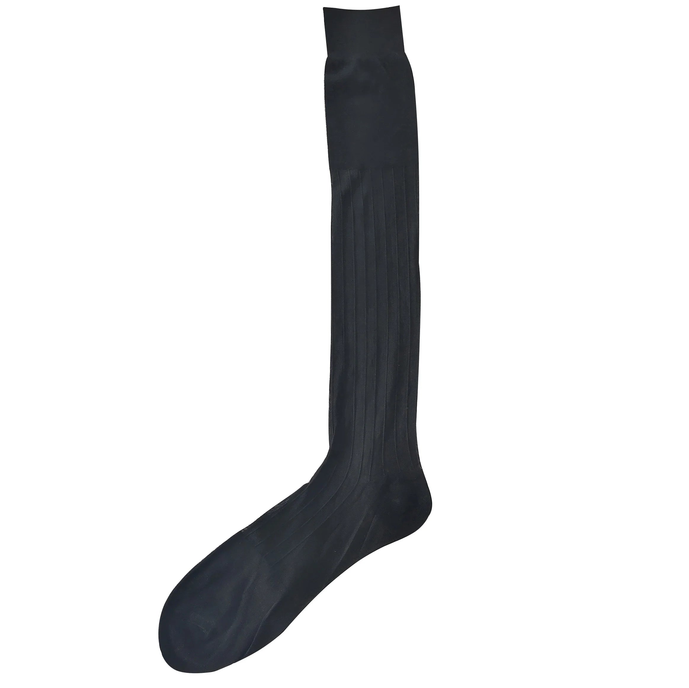 100% Nylon Ribbed Sheer Socks Stripes Over the Calf Dress Socks for Men