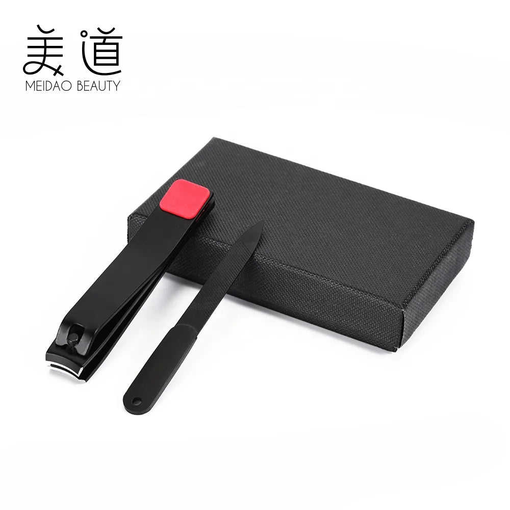 Luxury Men New Black Manicure  Nail File Nail Clipper Set With Box