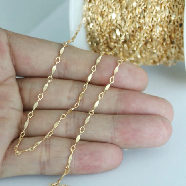 GC030 No Fade 1/20 14K Gold Filled Jewelry Chain Bulk 1.3mm Bar Chain for Diy Jewelry Necklace Bracelet Making