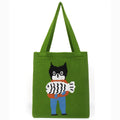 Factory Wholesale Custom Lovely Cartoon Cat Knitted Crochet Women's Tote Bag Large Capacity Open One Shoulder Daily Summer