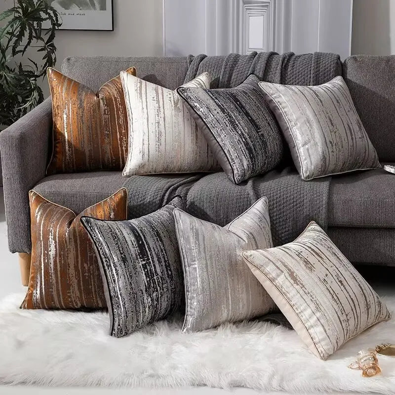 Polyester Washable Hugging Pillow & Sofa Cushion Covers with Gradient Stripe Pattern 45x45cm Square Home Decor