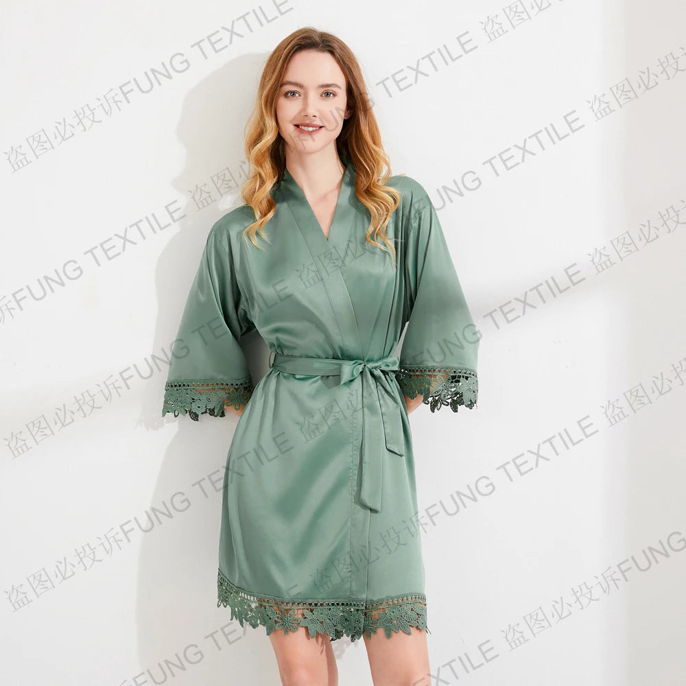 FUNG 3031 Wholesale Woman Sleepwear Hot Sexy Satin Pajamas Solid Night Robe MegaBDM