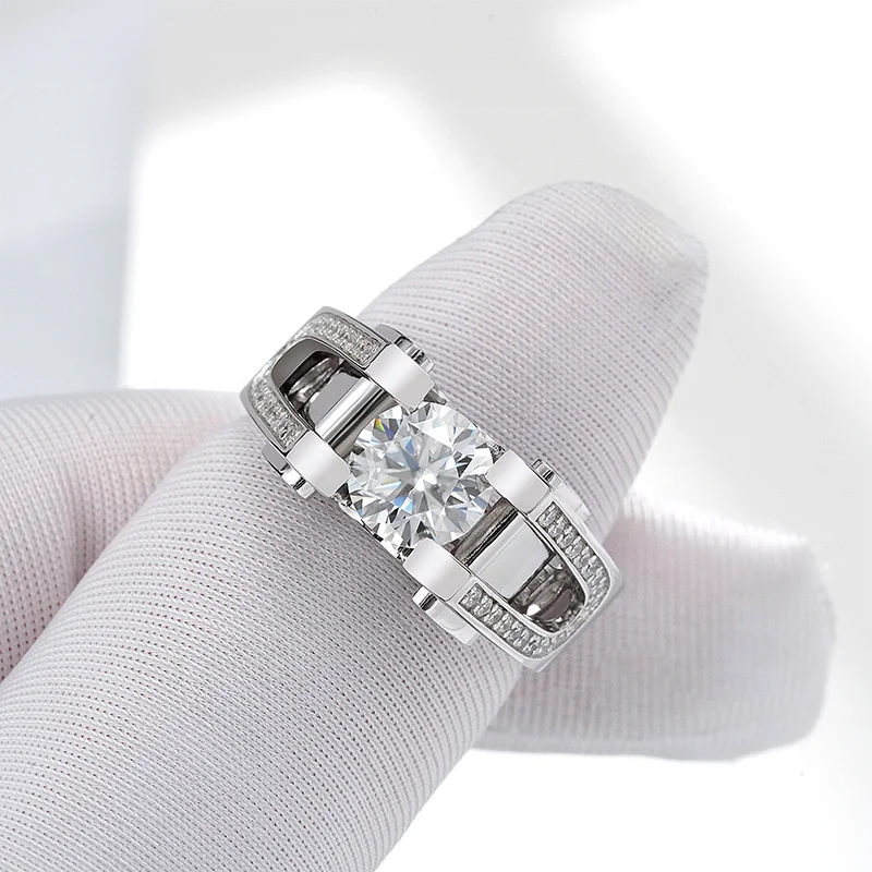 Starsgem Silver Jewellery Available Wholesale Classic 925 Silver Sterling Moissanite Gemstone Mens Rings