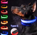 Adjustable USB Type-C Rechargeable LED Lighted Dog Collar Waterproof Lighting Reflective Animal Collars for Dogs