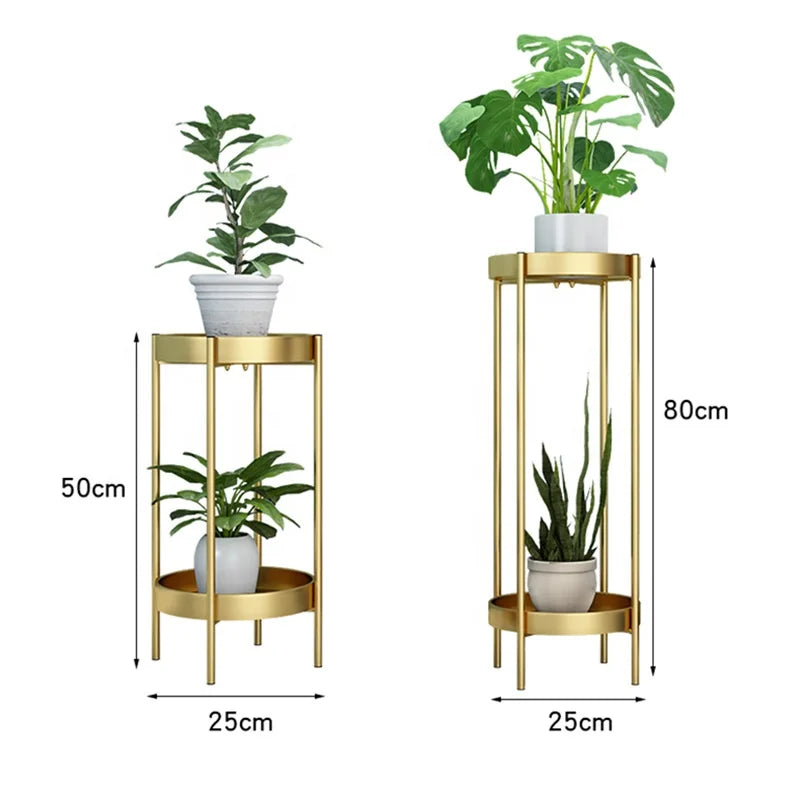 Wrought Iron Flower Plate Plant Stands Commodity Shelf Indoor Flower Rack Double Layer Metal Flower Stand Plate Pot Holder
