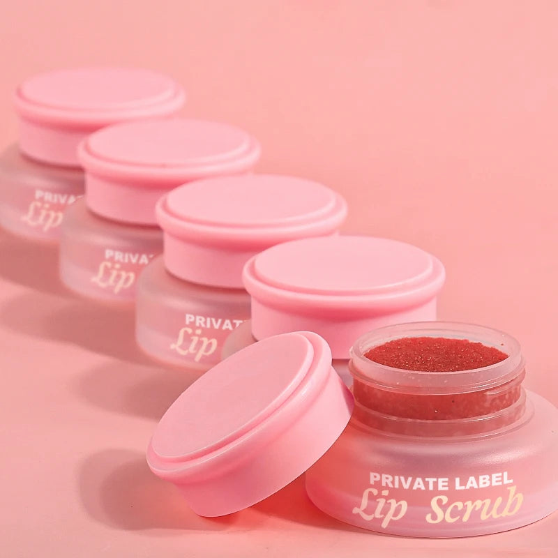 Hydrating Vegan Organic Strawberry Lip Scrub with Sunscreen Travel Size Gel Pink Package Hot Selling Exfoliator Private Label