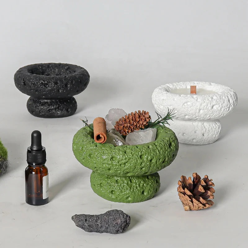INS Cement Round Aromatherapy Wax Cup Aroma Diffuser Fragrant Stone Container for Room Air Fresh Christmas Luxury Unique
