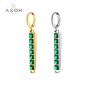 Ason Fashion 18K Gold Plating Stainless Steel Zirconia Long Crystal Hoop Earrings Diamond Jewelry Gift Custom Earrings for Women